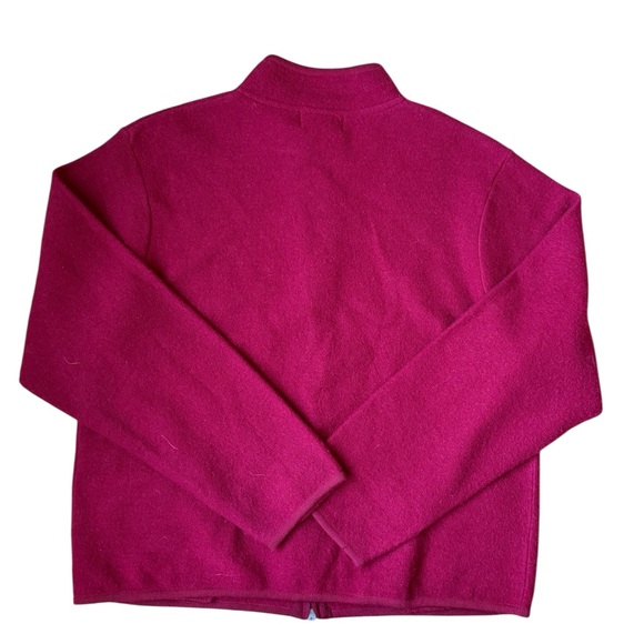 Vintage Woolrich Full Zip Mock Neck Sweater 100% Wool Ruby Red Size Large 90s - Picture 3 of 8